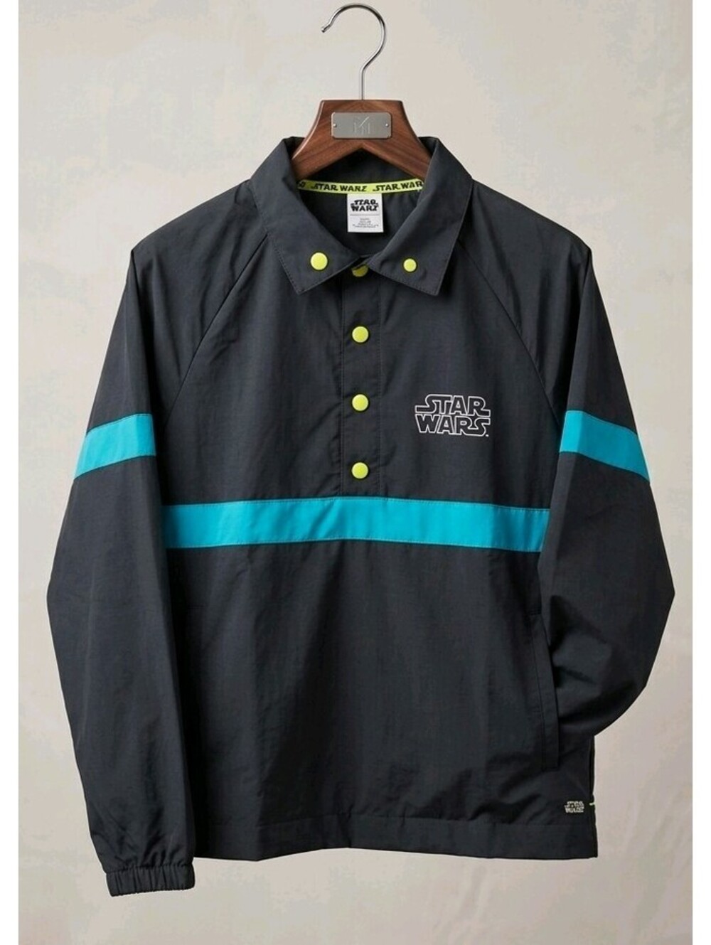 Star Wars Rebel Leader Windbreaker Jacket Mens S Black Teal Graphic Pullover 400